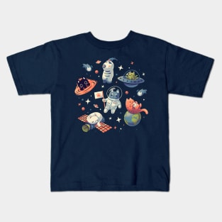 Cats in Space // Universe, Kittens, Feline Kids T-Shirt